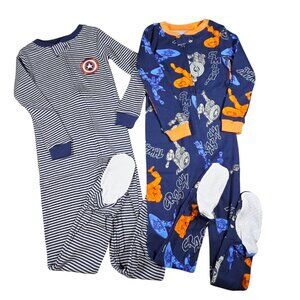 Boys’ 2-Pack Marvel No-Slip Feet Onesie Pajamas – Size 4 – Cozy Zip-Up Sleepwear